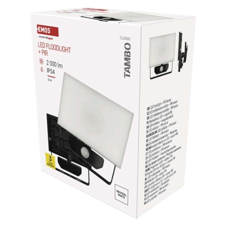 LED-Flutlicht TAMBO mit Bewegungssensor, 20 W, 2000 lm, schwarz