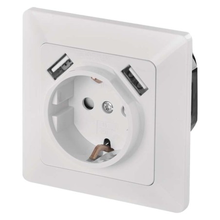 Steckdose mit USB 2,1A max. SCHUKO, weiss