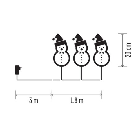 LED projektor – sněhuláci, 1,8m, venkovní, RGB