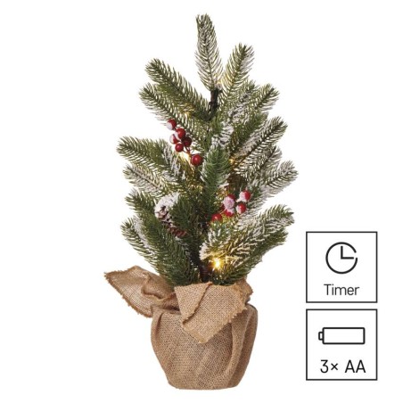 LED Weihnachtsbaum verschneit, 52 cm, 3x AA, Innen, warmweiss, Timer