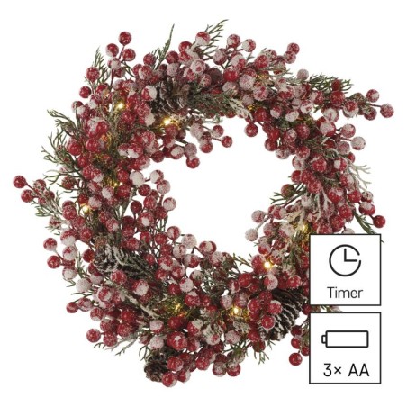 LED dekorierter Weihnachtskranz, 38 cm, 3x AA, Innen, warmweiss, Timer