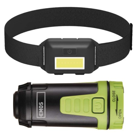Zestaw: Latarka czołowa LED COB + Mini lampa kempingowa LED