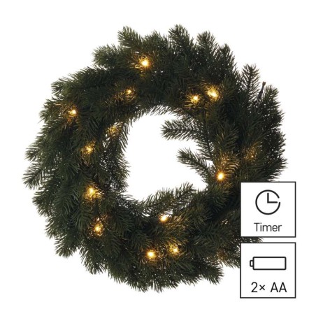 LED Weihnachtskranz, 40 cm, 2x AA, Innen, warmweiss, Timer