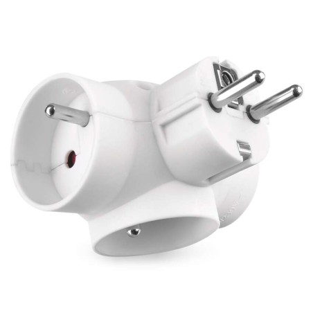 Rozbočovací zásuvka 3×, kulatá, bílá