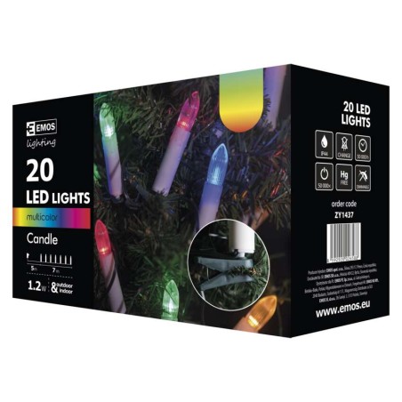 LED vianočná reťaz – sviečky, 7m, multicolor, časovač