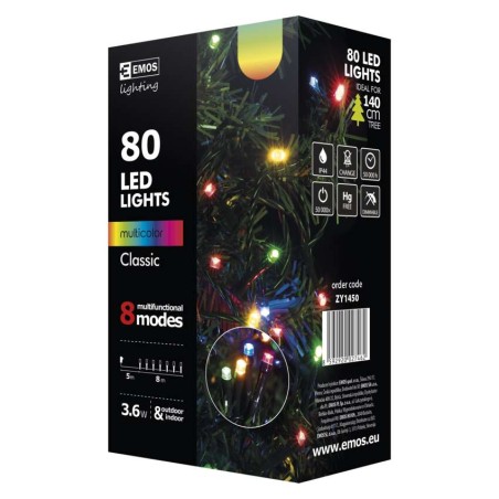 LED vánoční řetěz, 8m, multicolor, programy