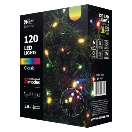 LED vánoční řetěz, 12m, multicolor, programy
