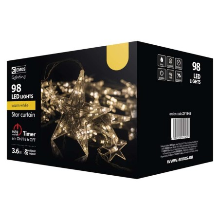 LED vianočná záclona – hviezdičky, 1×1,2m, teplá b., časovač