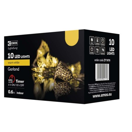 LED vianočná girlanda – zlaté zvončeky, 2× AA, teplá b., čas