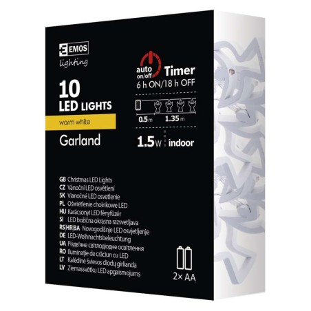 LED vánoční girlanda – andělíčci dřev., 2x AA, teplá b.,čas.