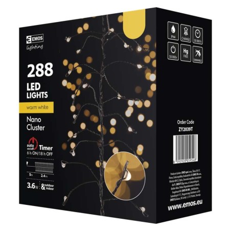 288 LED razsvetljava - NANO, grozd, 2,4m, WW, timer