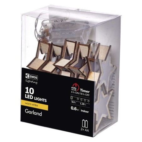 LED vianočná girlanda – hviezdy 3D, 2× AA, teplá b., časovač