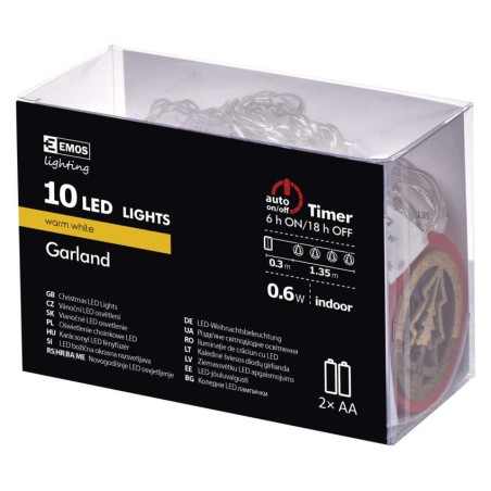 LED vánoční girlanda – stromky, 2× AA, teplá bílá, čas.