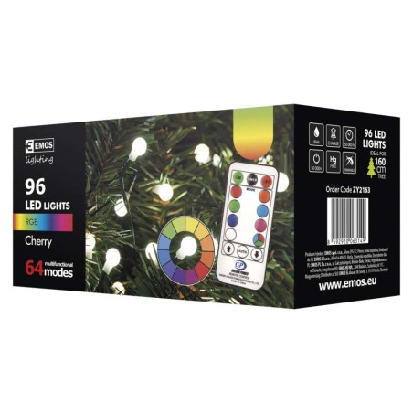 Lampki choinkowe 96LED cherry 10m IP44 RGB, 64 progr., pilot