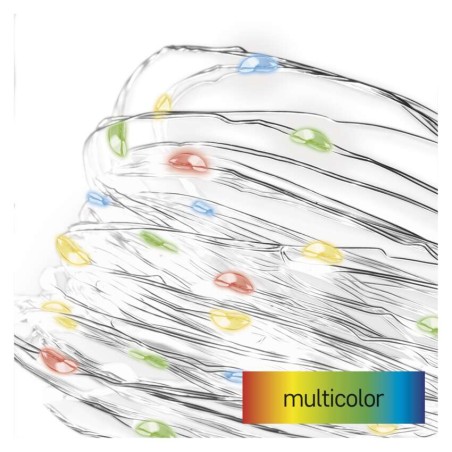 LED karácsonyi nano fényfüzér, 1,9 m, 2x AA, beltéri, többszínű, időzítő