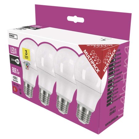 EMOS Classic LED izzó A60 E27 9,7W 806lm Ra97 természetes fehér 4db