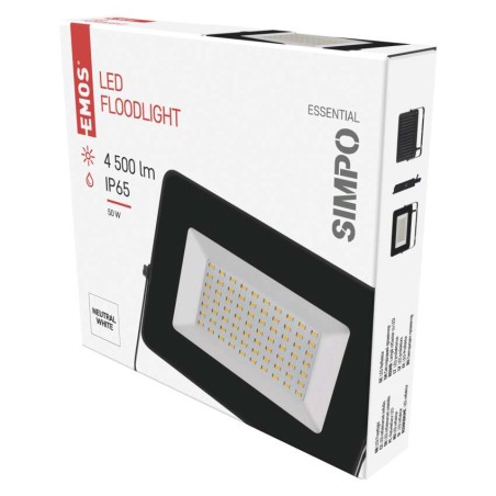 LED reflektor SIMPO 50W, fekete, természetes fehér