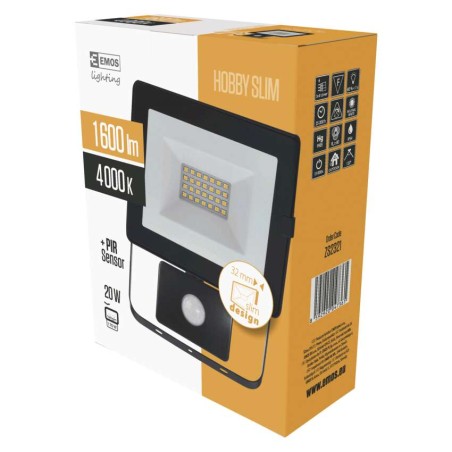 Naświetlacz LED HOBBY SLIM PIR 20W neutralna biel