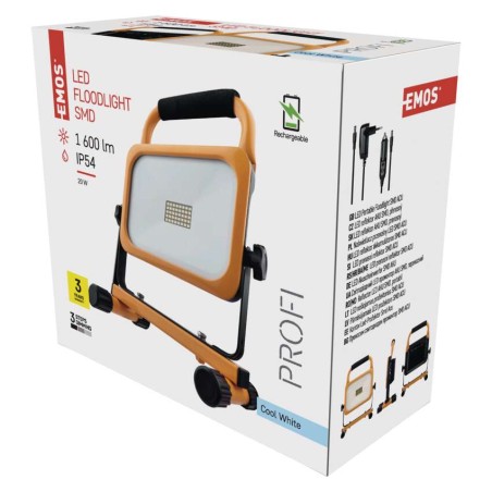 EMOS Profi LED reflektor AKU SMD 20W 1600lm IP54 hideg fehér