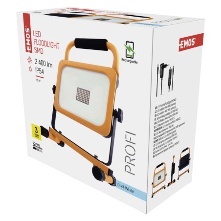 LED reflektor AKU nabíjecí přenosný, 30 W studená bílá