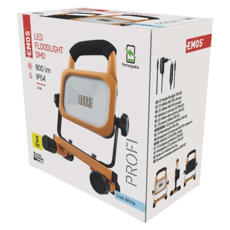 EMOS Profi LED reflektor AKU SMD 10W 800lm IP54 hideg fehér