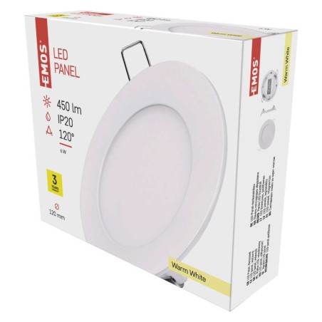 LED Panel 120mm, rund, Einbauleuchte weiss, 6W warmweiss