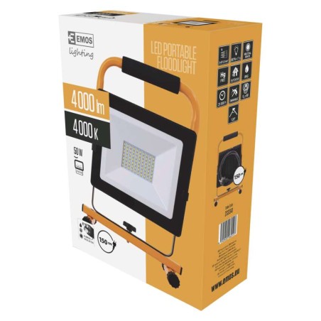 LED reflektor přenosný, 50W neutrální bílá