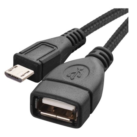 USB Kabel 2.0 A Stecker - Micro B Buchse OTG 15cm, sch