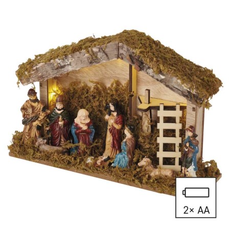 LED Weihnachtskrippe, 17 cm, 2x AA, Innen, warmweiss