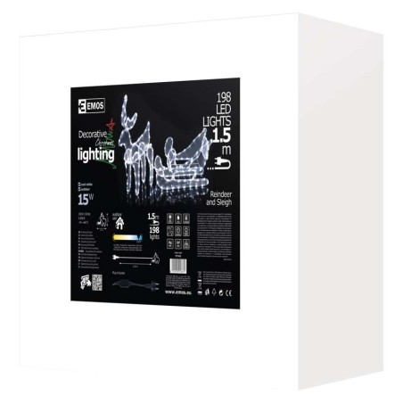 LED dekorácia - sob so saňami, studená biela