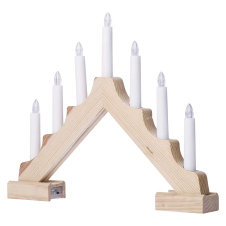 KARÁCSONYI GYERTYA-PIRAMIS 7LED IP20 2xAA IDŐZÍTŐ FA MELEG