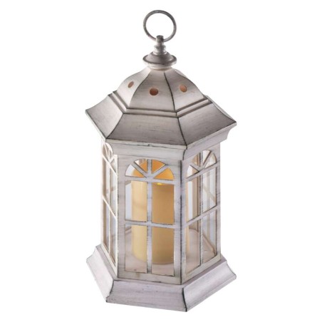 LED dekorácia – lampáš biely, 3× AAA, blikajúci, časovač