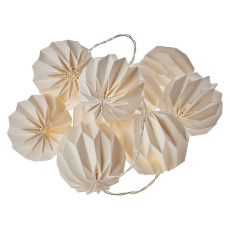 LED girlanda – 10x žluté pap. koule, 2x AA, teplá bílá, čas.