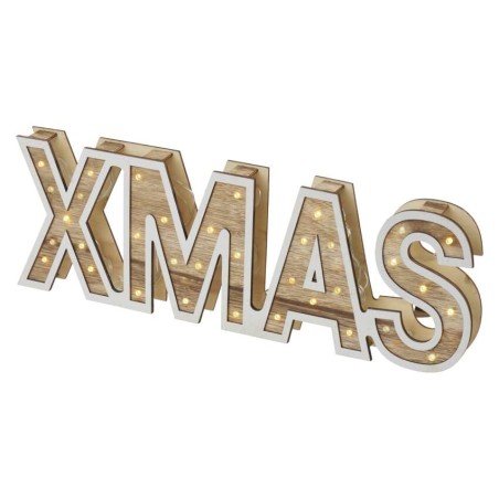 LED nápis XMAS dřevěný, 45cm, 2x AA, vnitřní, teplá bílá