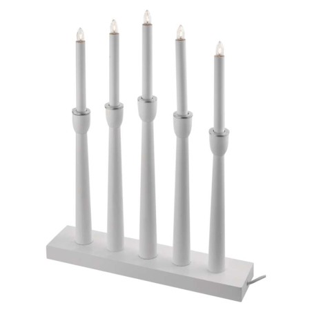 Świecznik drewniany prosty biały 15W (5x żar. E10) 36x48 cm