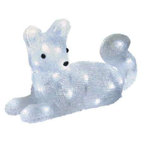 LED vianočná líška, 32cm, vonkajšia, studená biela, časovač