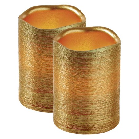 LED sviečky, 5×10cm, metalické zlaté, 3× AAA,jantarová, 2 ks