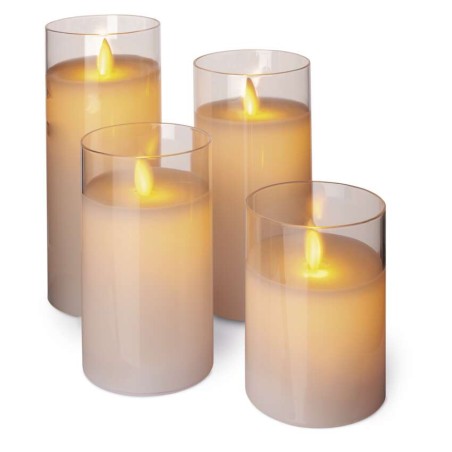 Świece 10/12,5/15/17,5 cm szkło białe 12x AAA, VNT
