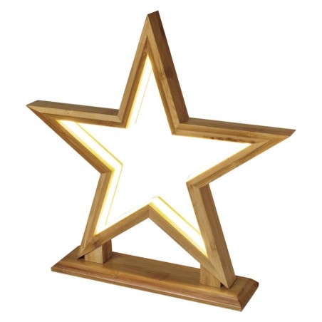 LED dekorácia - bambusová hviezda, 33 cm, vnútorný, teplá biela