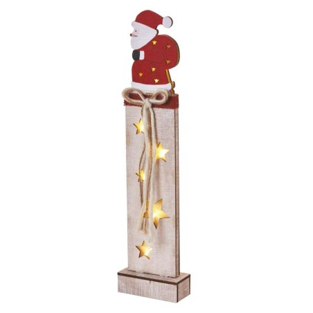 LED dekorácia drevená – Santa, 46 cm, 2x AA, vnútorná, teplá biela, časovač