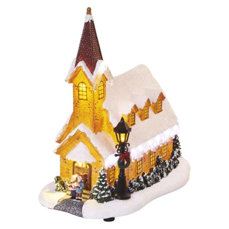 Dekoracje - 17 LED świąteczny kościół 26x16x29 cm, 3x AA ciepła biel, IP20