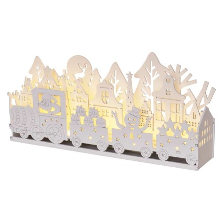 LED Holzdekoration – Lokomotive, Zug, 14 cm, 2x AA, Innen, warmweiss, Timer