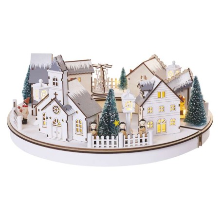 LED vánoční vesnička, kruh, 2x 2x AA, vnitřní, teplá bílá, časovač