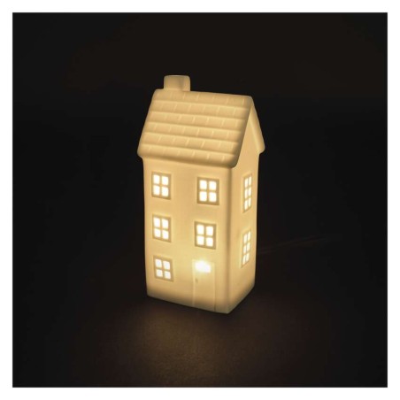 LED keramický domeček, 16 cm, 1x CR2032, vnitřní, teplá bílá, časovač