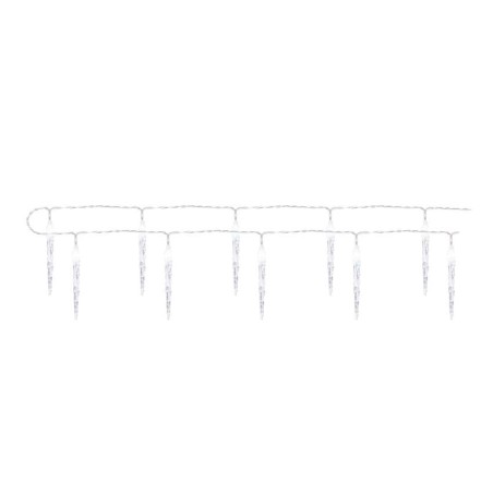 LED karácsonyi fényfüzér – 10x jégcsap, 1,35 m, 2x AA, beltéri, hideg fehér, időzítő