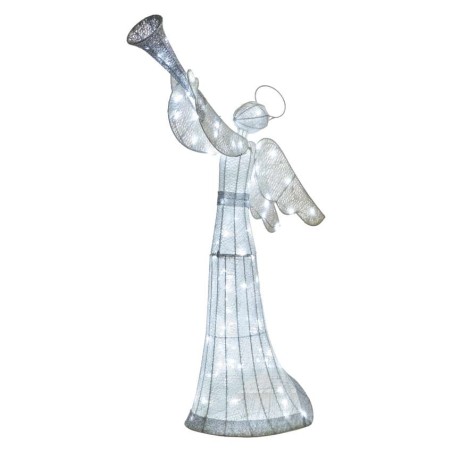 LED božični angel iz trstike, 130 cm, notranji, hladna bela