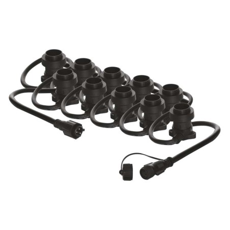 Sorolható fényfüzér 10 db E27 izzóval, tápvezeték nélkül, 7,35 m, kültéri és beltéri