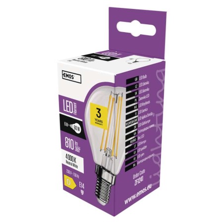 LED žarnica Filament Mini Globe / E14 / 6 W (60 W) / 810 lm / nevtralno bela