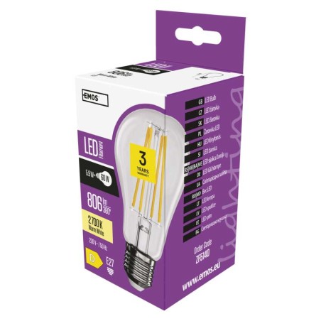 LED žarnica Filament A60 / E27 / 5,9 W (60 W) / 806 lm / toplo bela