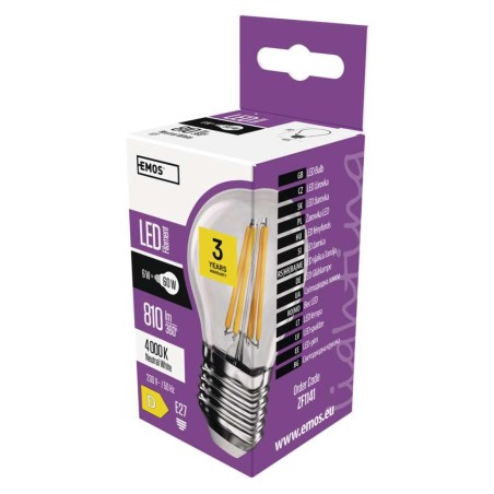 Żarówka LED Filament Mini Globe / E27 / 6 W (60 W) / 810 lm / neutralna biel